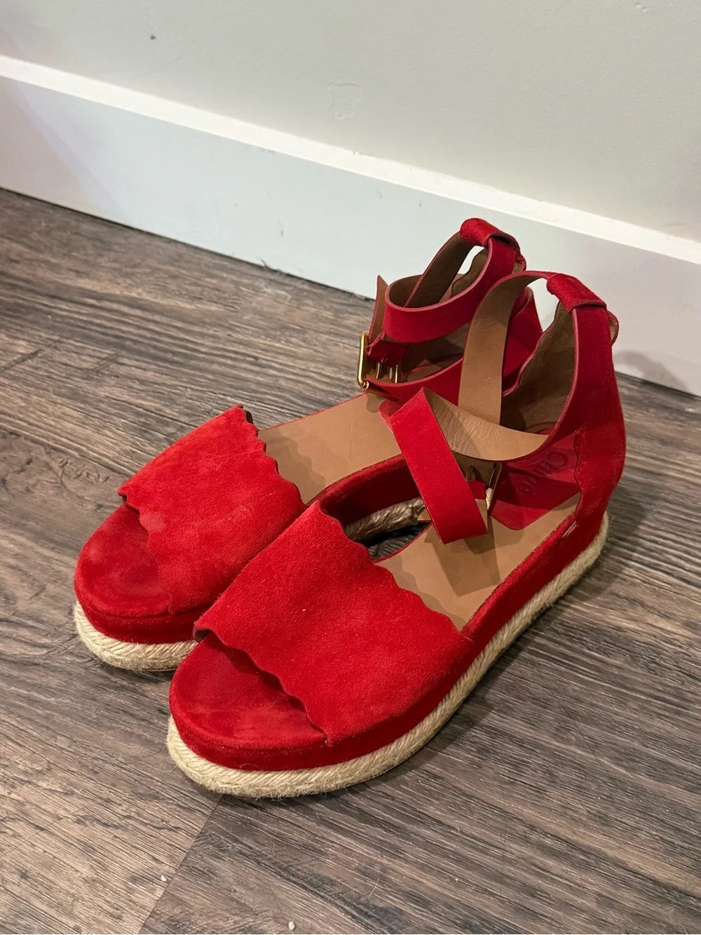 Chloé Lauren Platform Espadrilles Red